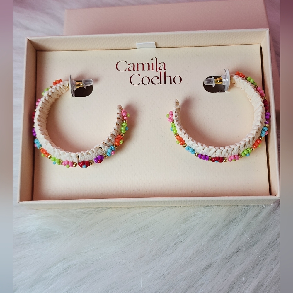 Camila Coelho Vibrant Beaded Hoop Earrings
